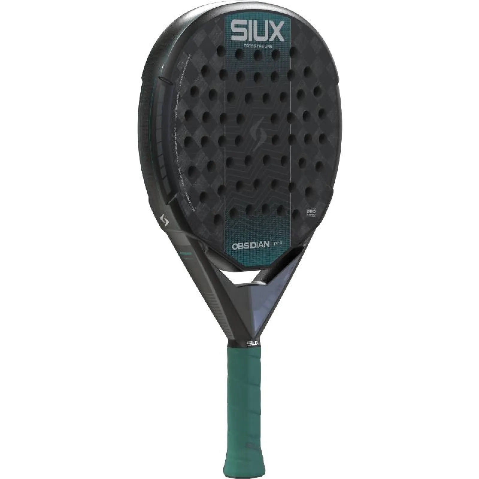 Siux Obsidian Pro 2027 melna, tirkīza, skats leņķī