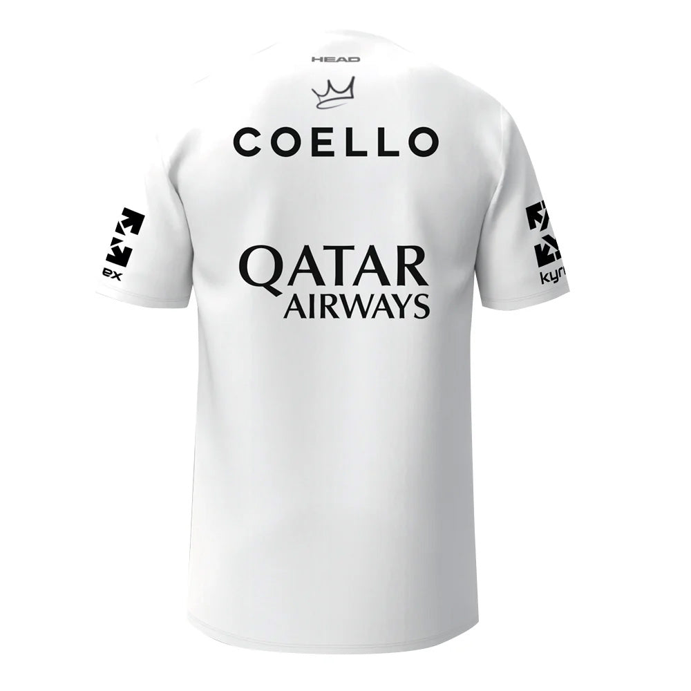 [M] Head Arturo Coello Official T-shirt balts 2025, skats no aizmugures